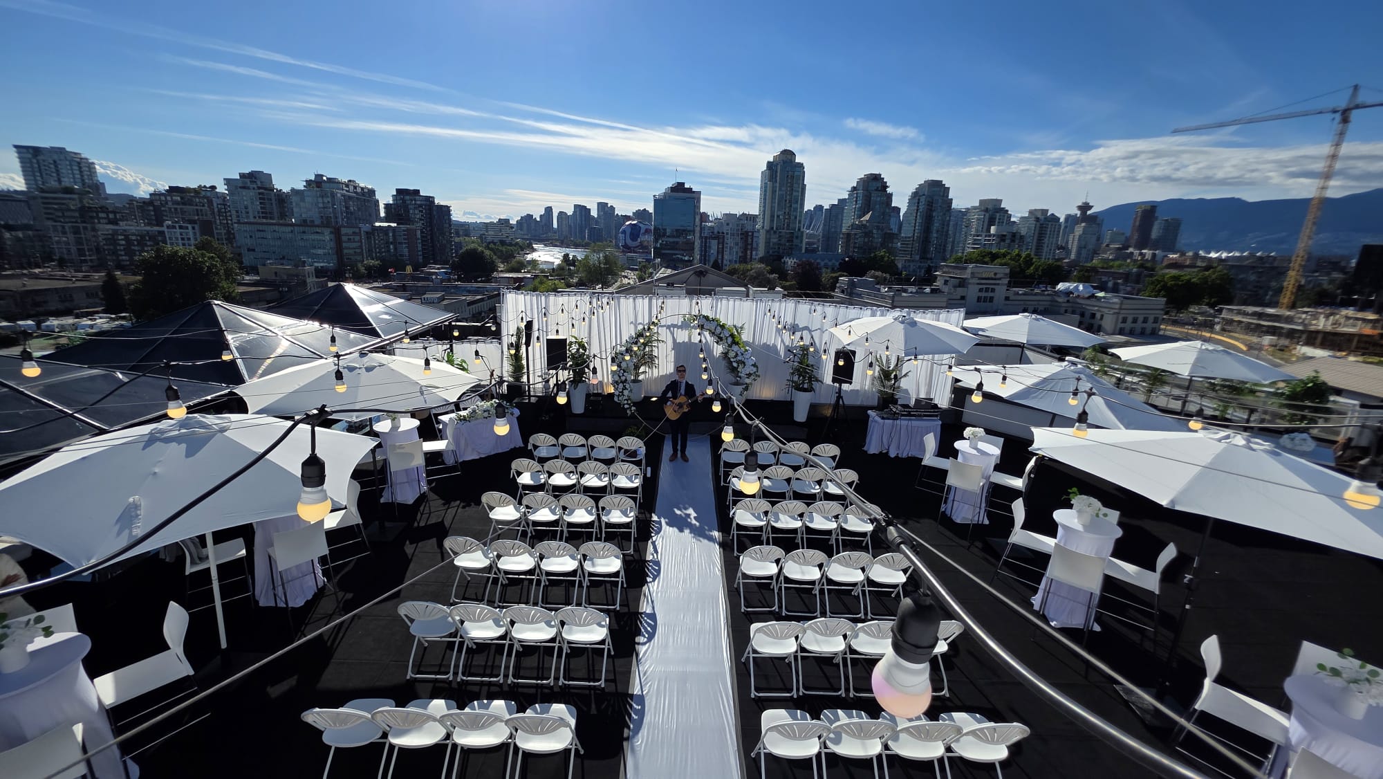 Sunset over the Vancouver skyline from the Sula rooftop